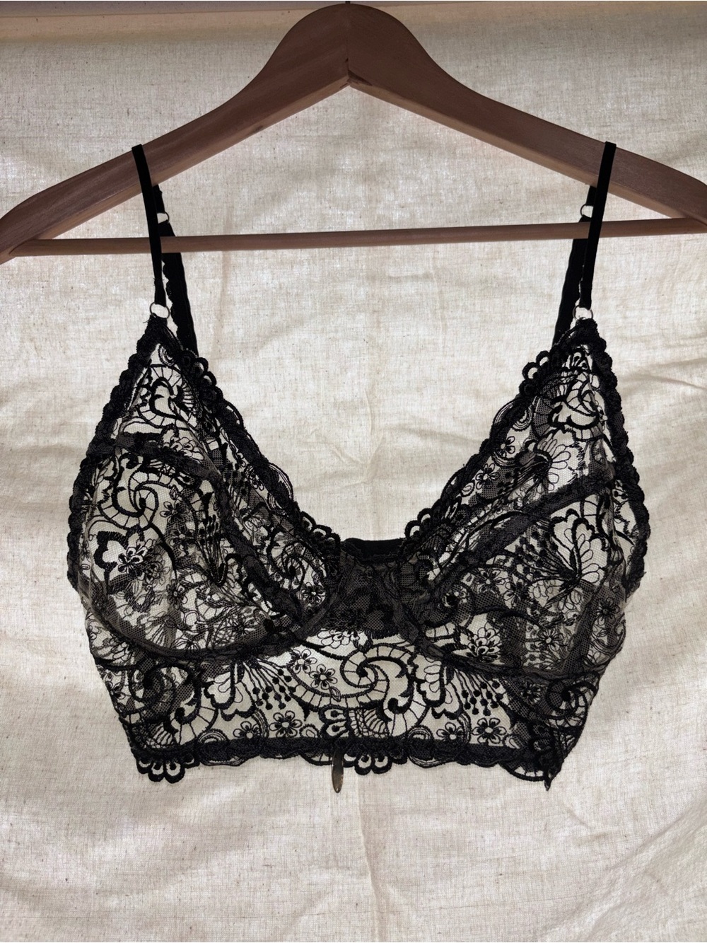 Sheer Black Lace Bralette — Elegant Women's Intimates